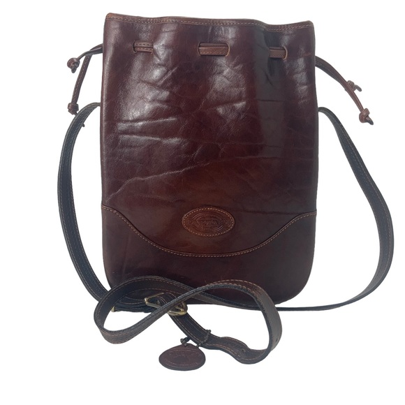 Oroton Bags Oroton Vintage Brown Leather Drawstring Bucket Bag